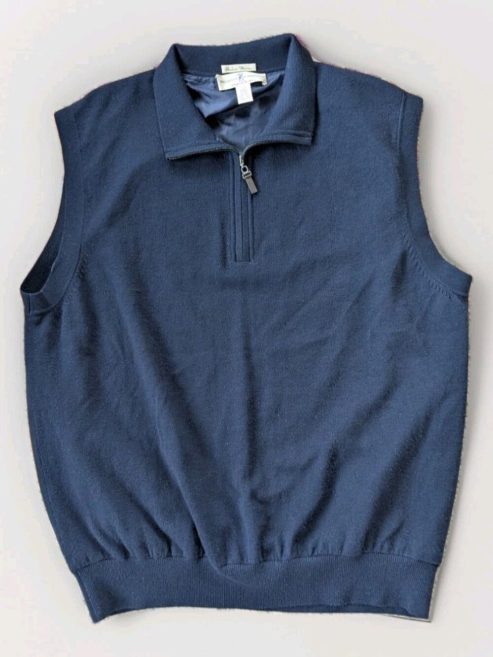 Fairway & Greene Italian Merino Wool Golf Vest Navy Half Zip Large Men's Lined